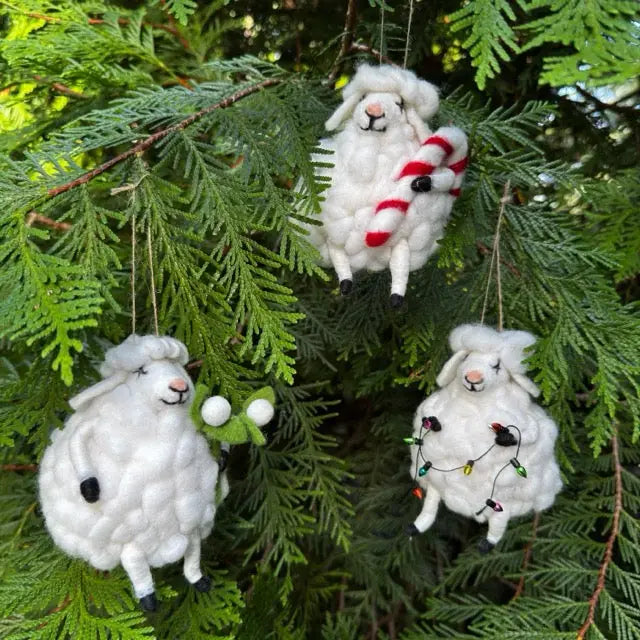 Felt Holiday Fat Festive Sheep Ornaments- Three Styles
