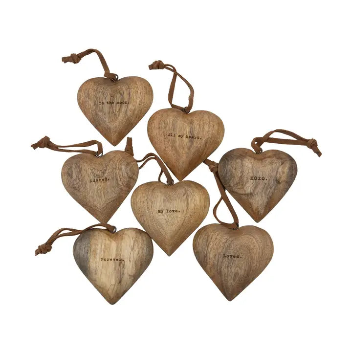 Small Engraved Wood Hearts