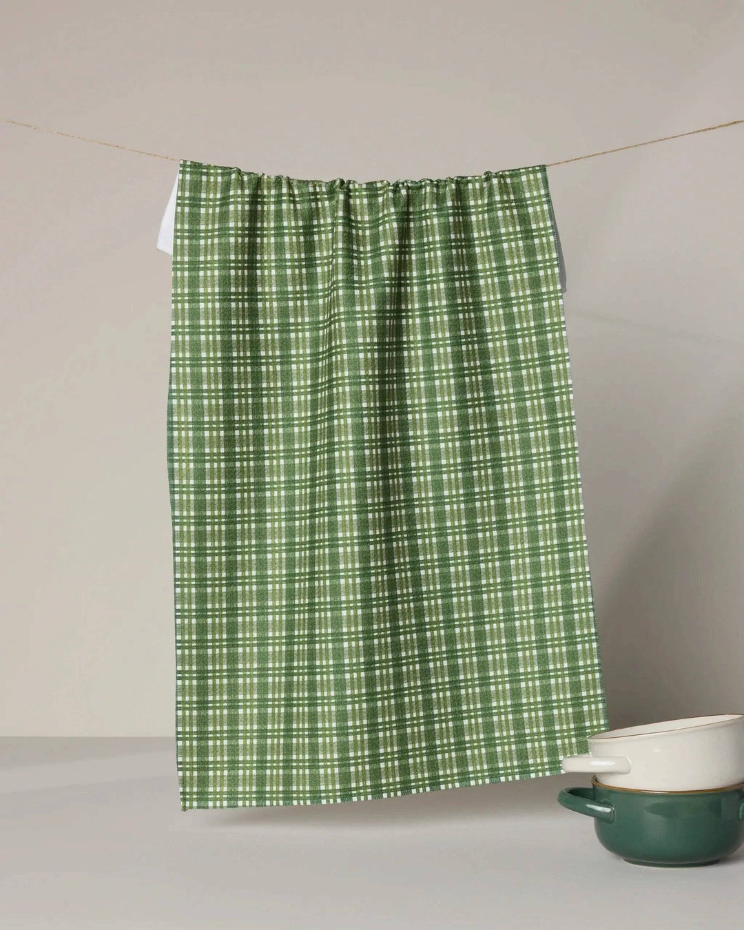Geometry: Shay Plaid Tea Towel - Pine & Moss