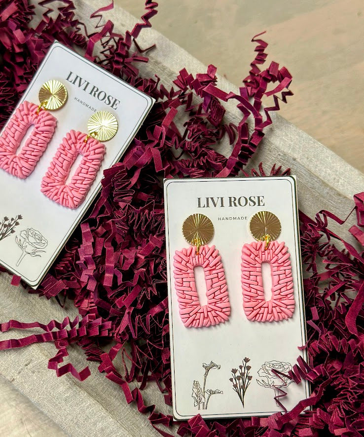 LIVI ROSE - Pink Rattan Earrings