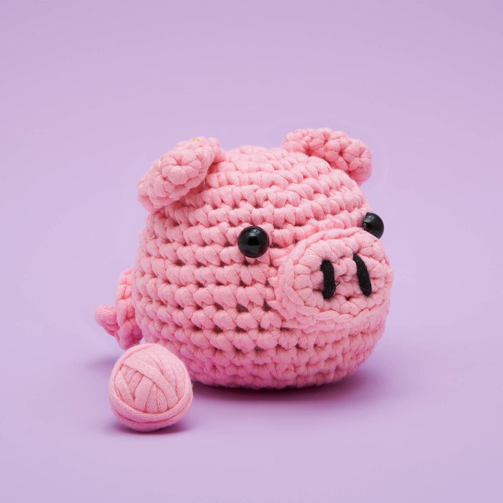 Bacon the Pig Beginner Crochet Kit - Pine & Moss