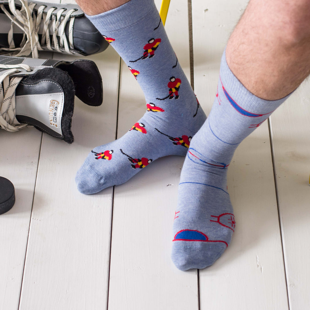 Men’s Socks | Hockey Player & Rink | Sports | Fun Socks: Men's 7 - 12