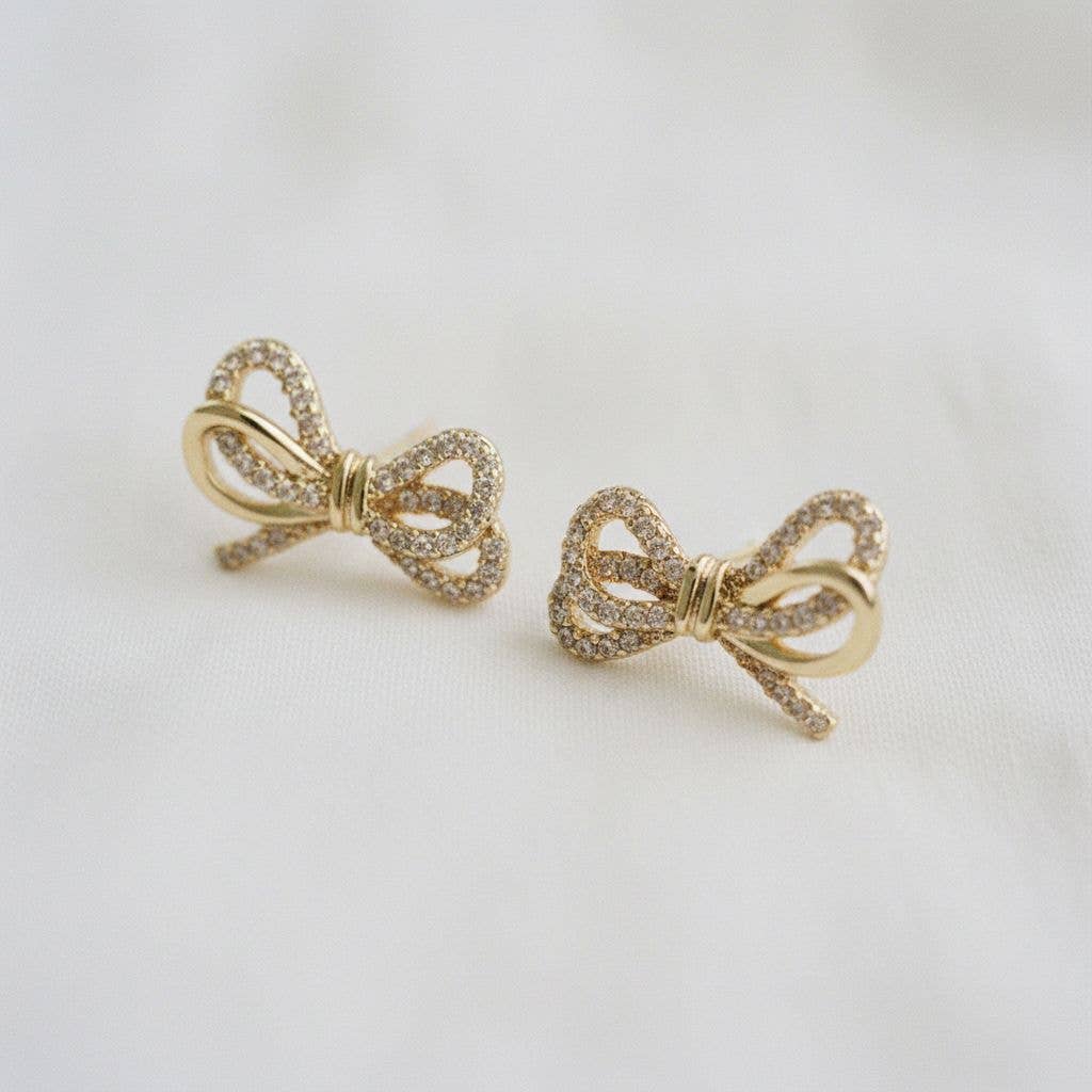 Glow- Cubic Zirconia Knot Bow Stud Earrings