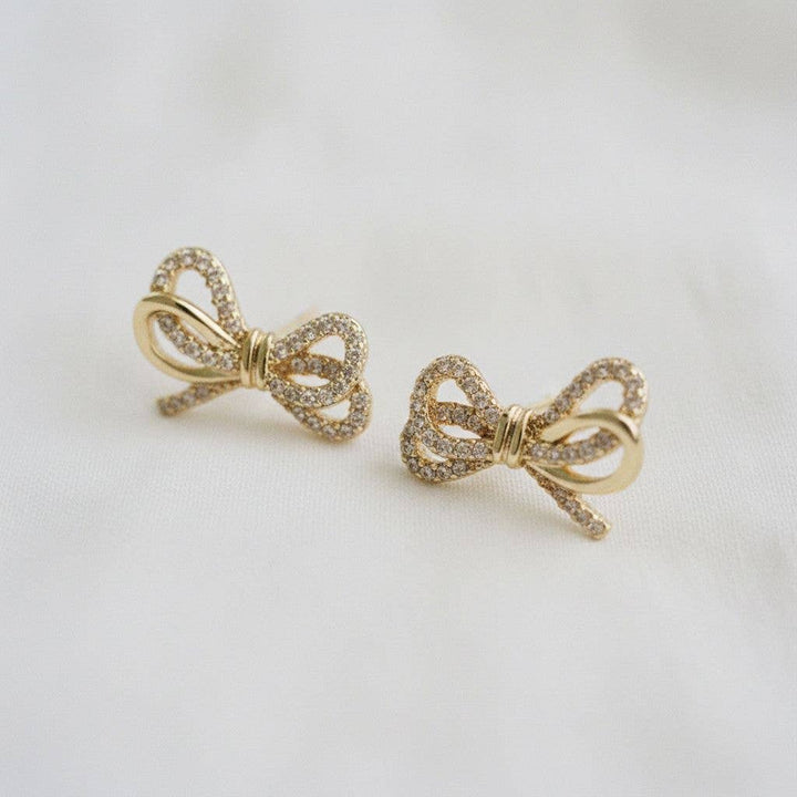 Glow- Cubic Zirconia Knot Bow Stud Earrings