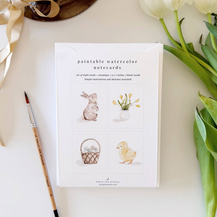 Emily Lex- Easter Paintable Watercolor Notecard Set - Pine &amp; Moss