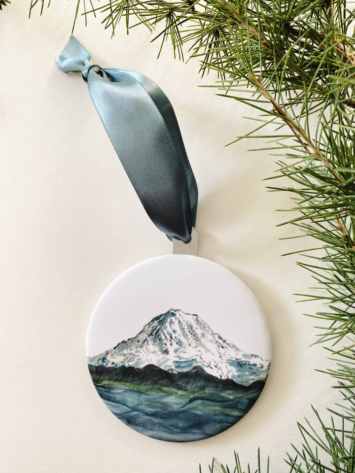 TAHOMA Mount Rainier Watercolor - Ornament 2024 - Pine & Moss