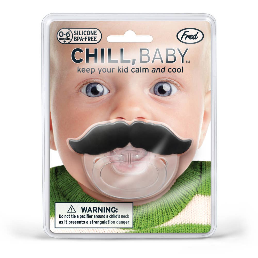 Chill Baby Pacifier - Mustache - Pine & Moss