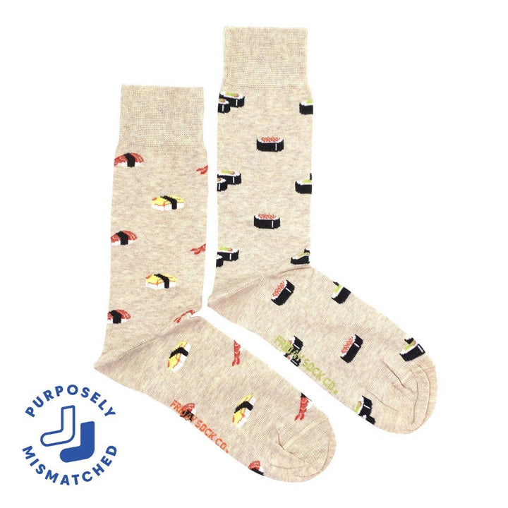 Men’s Beige Sushi Socks: Men's 7 - 12