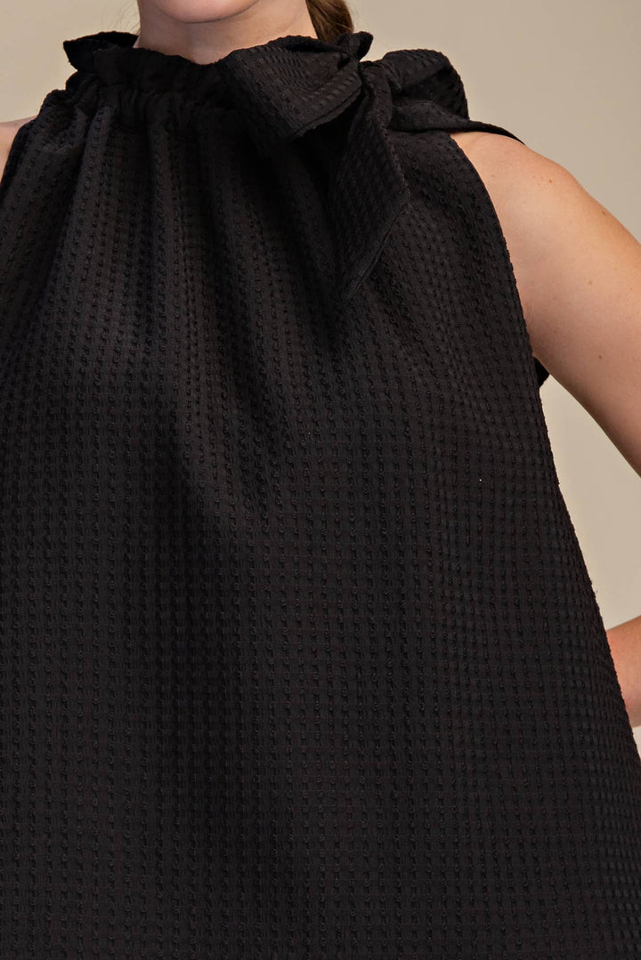 Daphne Ruffle Neck Tie Sleeveless Top- 2 Colors - Pine & Moss