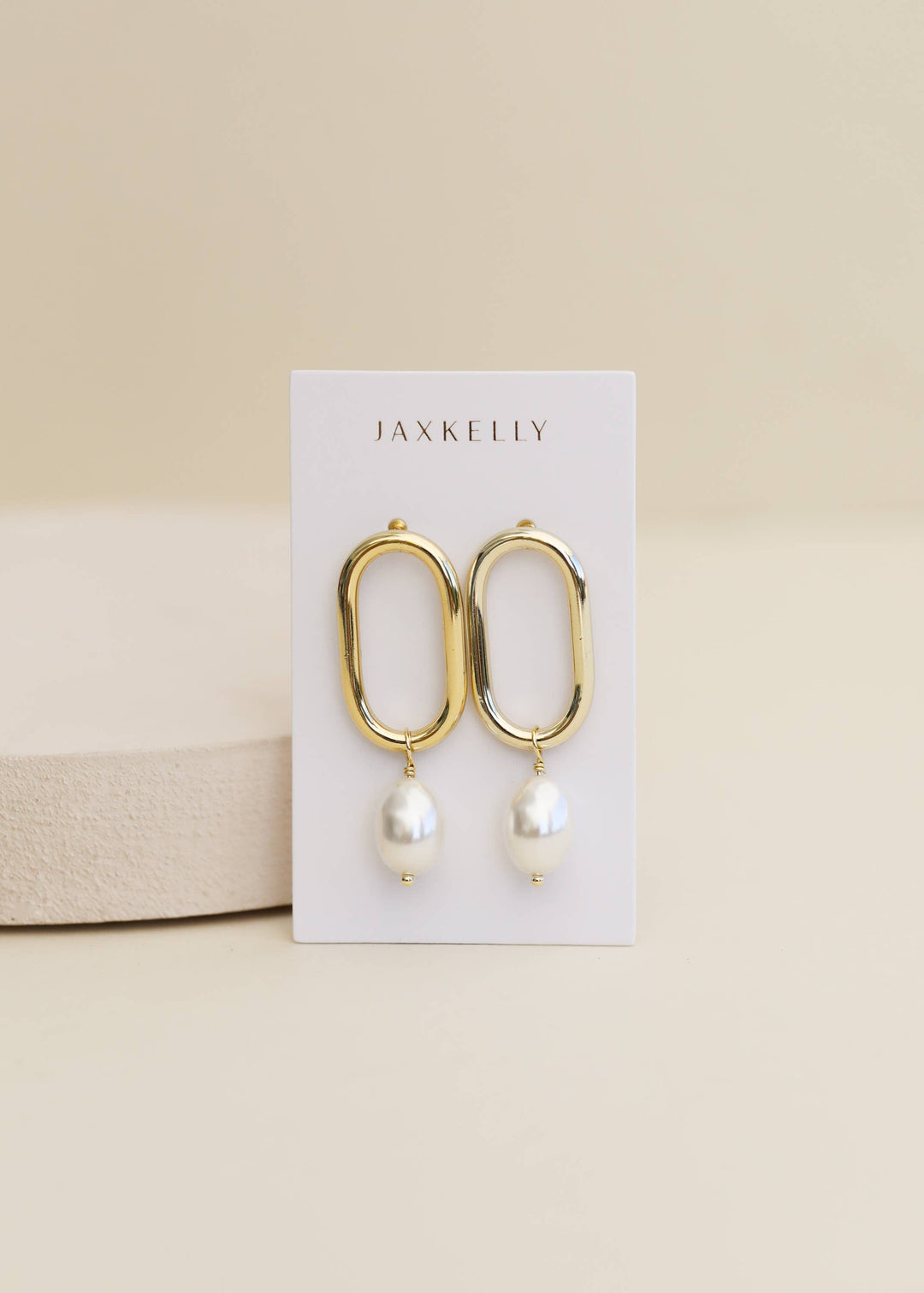 Oval Pearl Drop Earrings - Pine & Moss