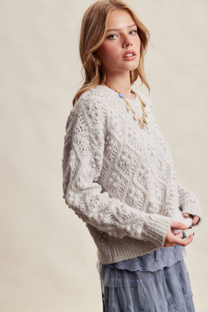 Jodi Bobble Pointelle Knit Sweater