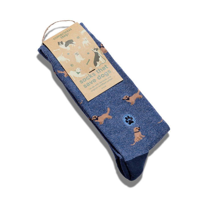 Conscious Step:Socks that Save Dogs (Blue Golden Retrievers): Small