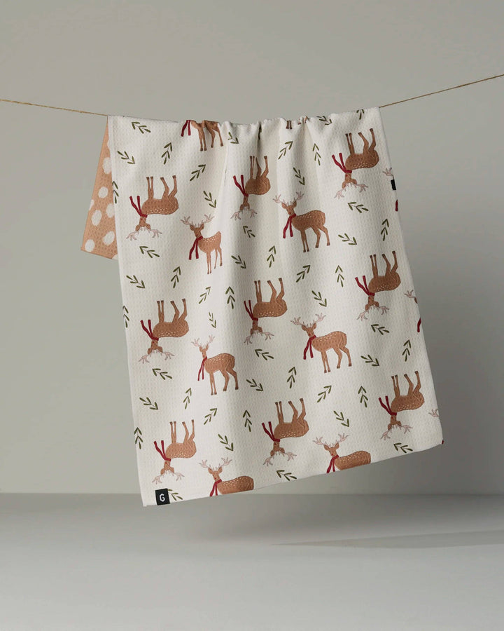 Geometry Winter Reindeer Luxe Kitchen Towel