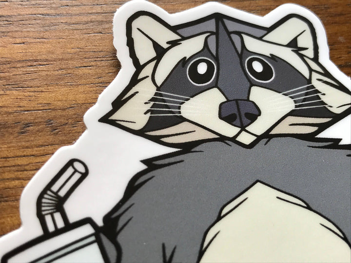 Raccoon Eating Lunch Sticker | Waterproof Vinyl Decal