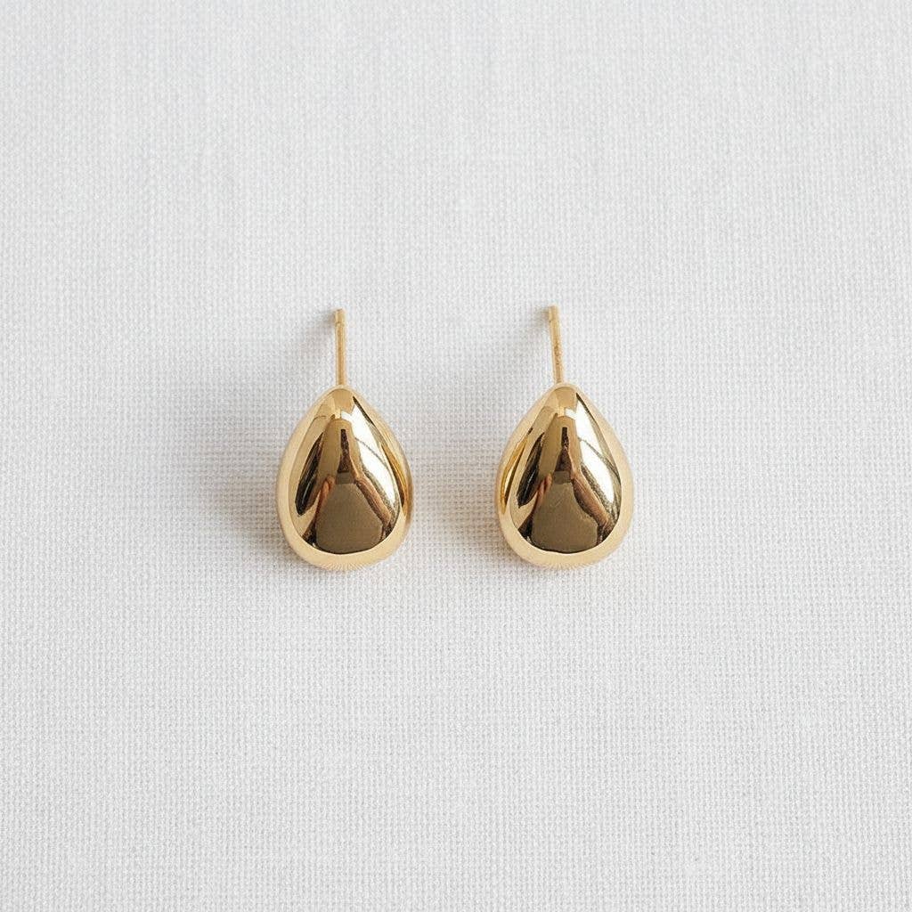 Dewdrop- Minimalist Gold Plated Earrings: Gold - Pine & Moss