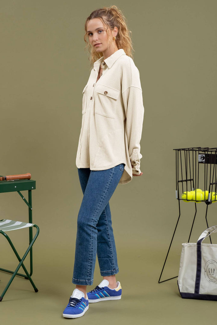 Erin HALF BUTTON SIDE POCKET KNIT TOP