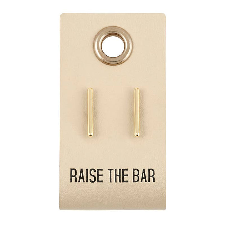 Leather Tag  Earrings - Bar