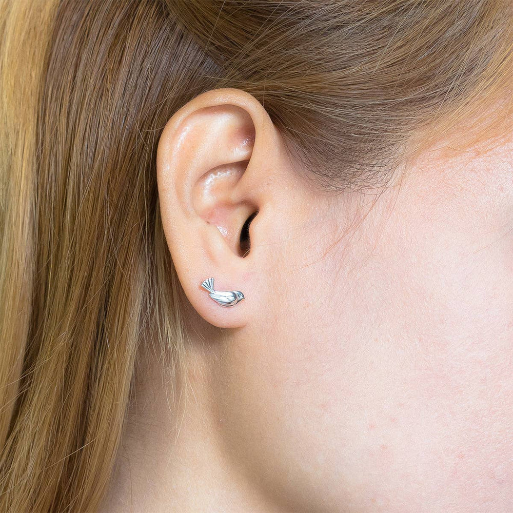 Sparrow Bird Stud Earrings (ES 5227) - Pine & Moss