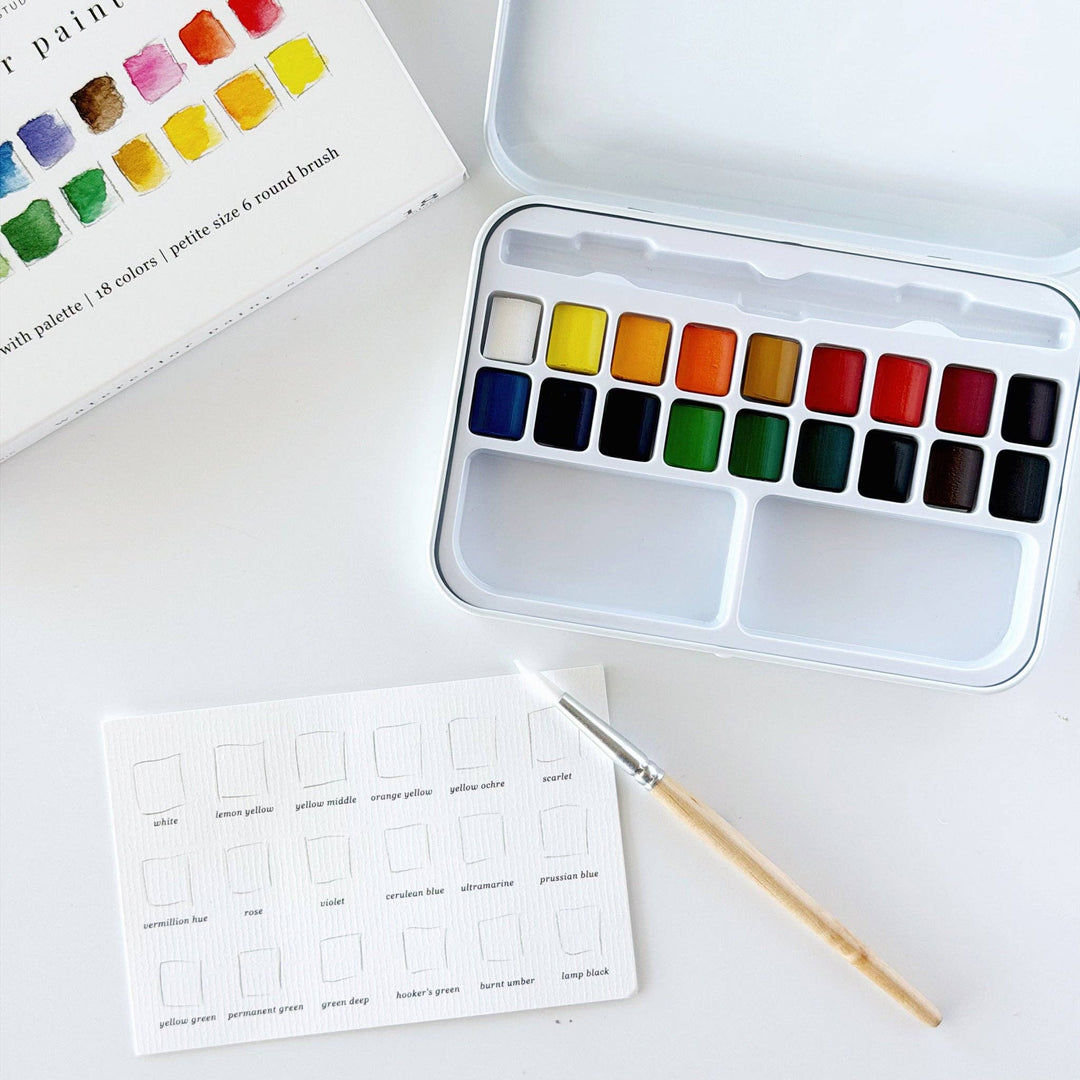 Emily Lex- Watercolor paint set 18 colors with brush