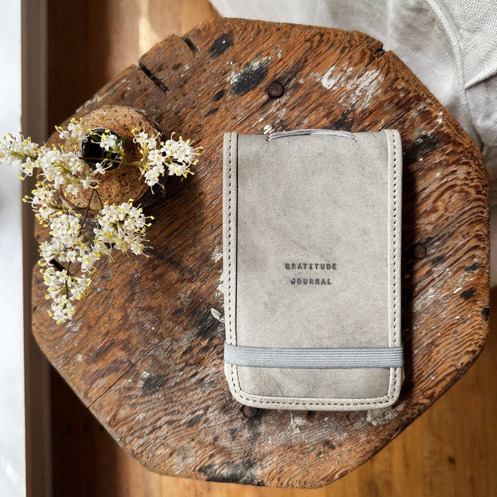 Mini Gratitude Leather Journal - Stone