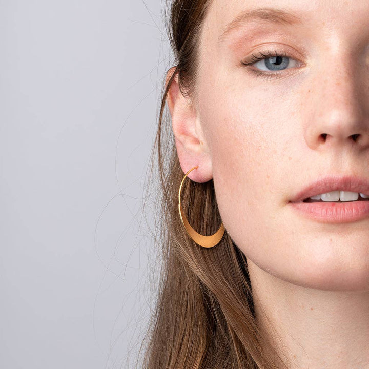 Refined Earring Collection - Crescent Hoop/Gold - Pine & Moss