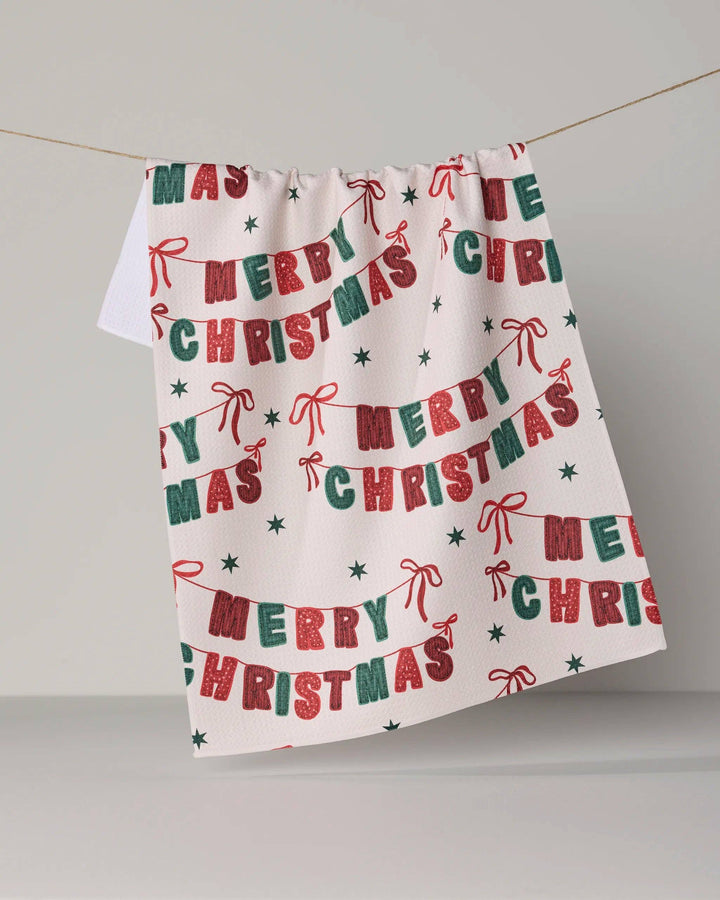 Geometry Christmas Banner Tea Towel