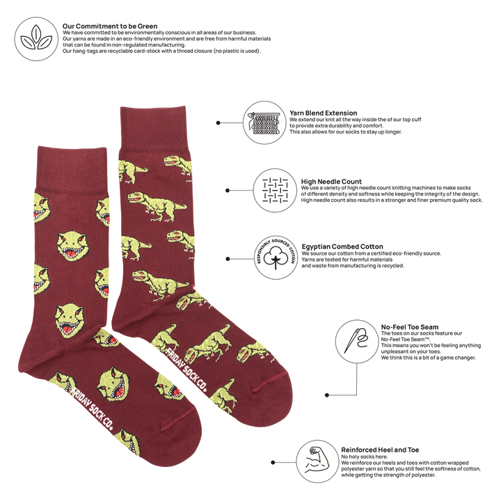 Men's Dino Face & Side Socks
