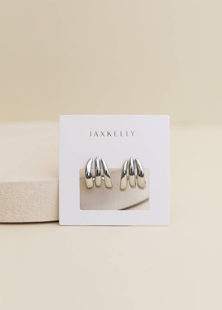 Silver Three Hoop Huggie - Earring - Pine &amp; Moss