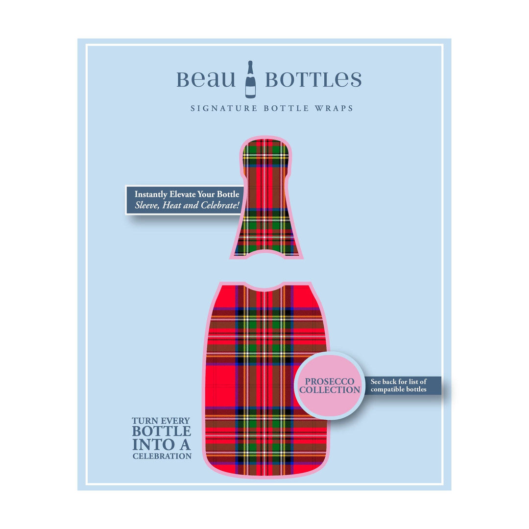 Beau Bottles Red and Green Christmas Tartan - Prosecco Collection