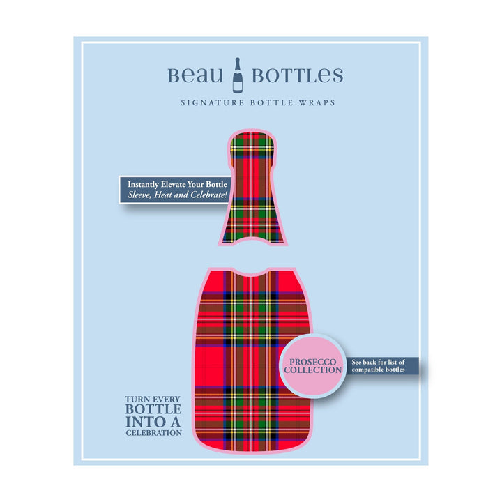 Beau Bottles Red and Green Christmas Tartan - Prosecco Collection