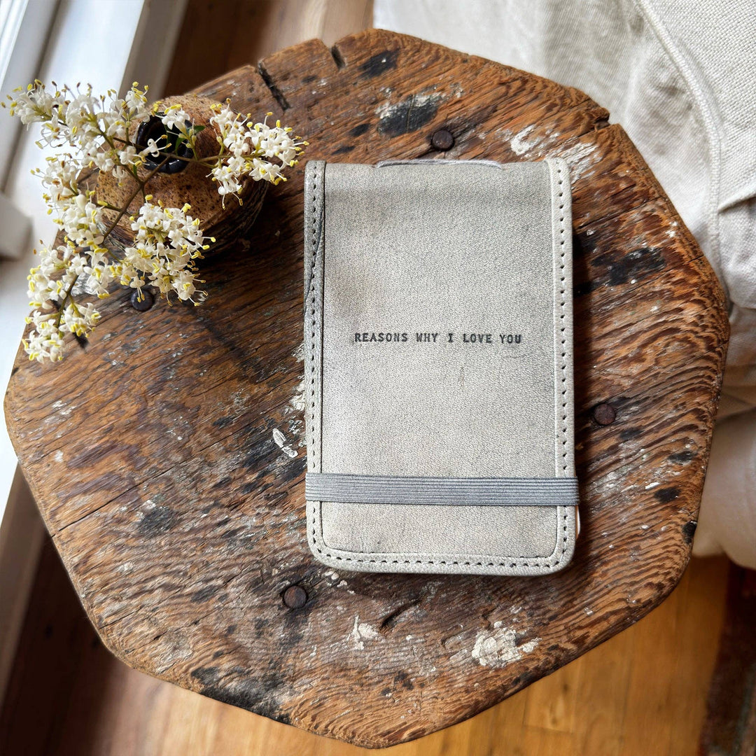Mini Reasons Why I Love You Leather Journal - Stone