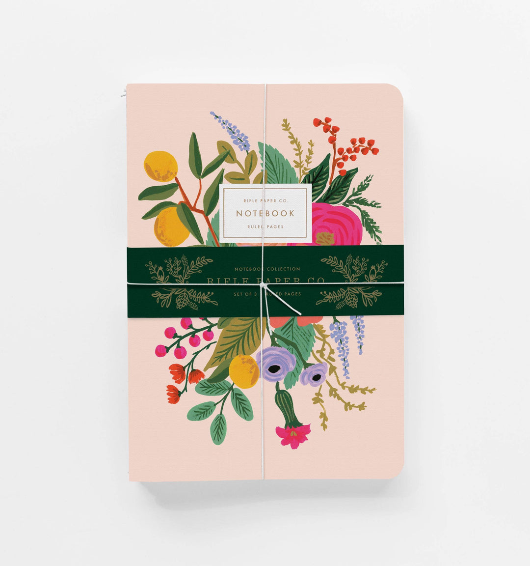 Assorted Set of 3 Garden Party Notebooks - Pine & Moss