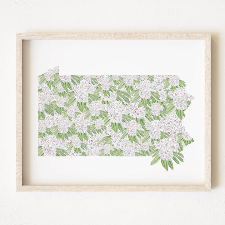 Pennsylvania State Flower Map - ART PRINT : Watercolor / 8" x 10"