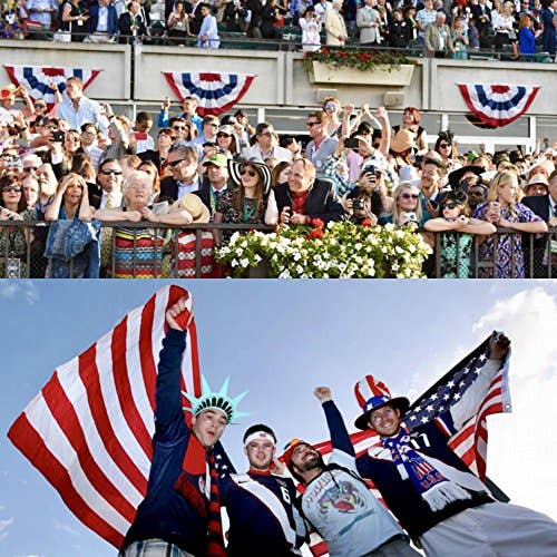 USA Pleated Fan Flag Bunting Decoration Embroidered