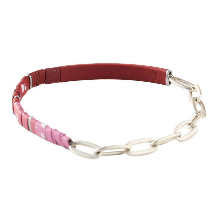 Good Karma Ombre w/Chain Bracelet - Gratitude Mulberry/Silver