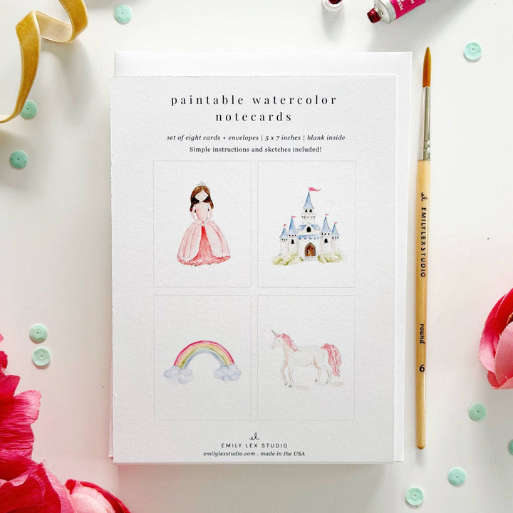 Emily Lex Studios Fairytale paintable watercolor notecard set - Pine &amp; Moss