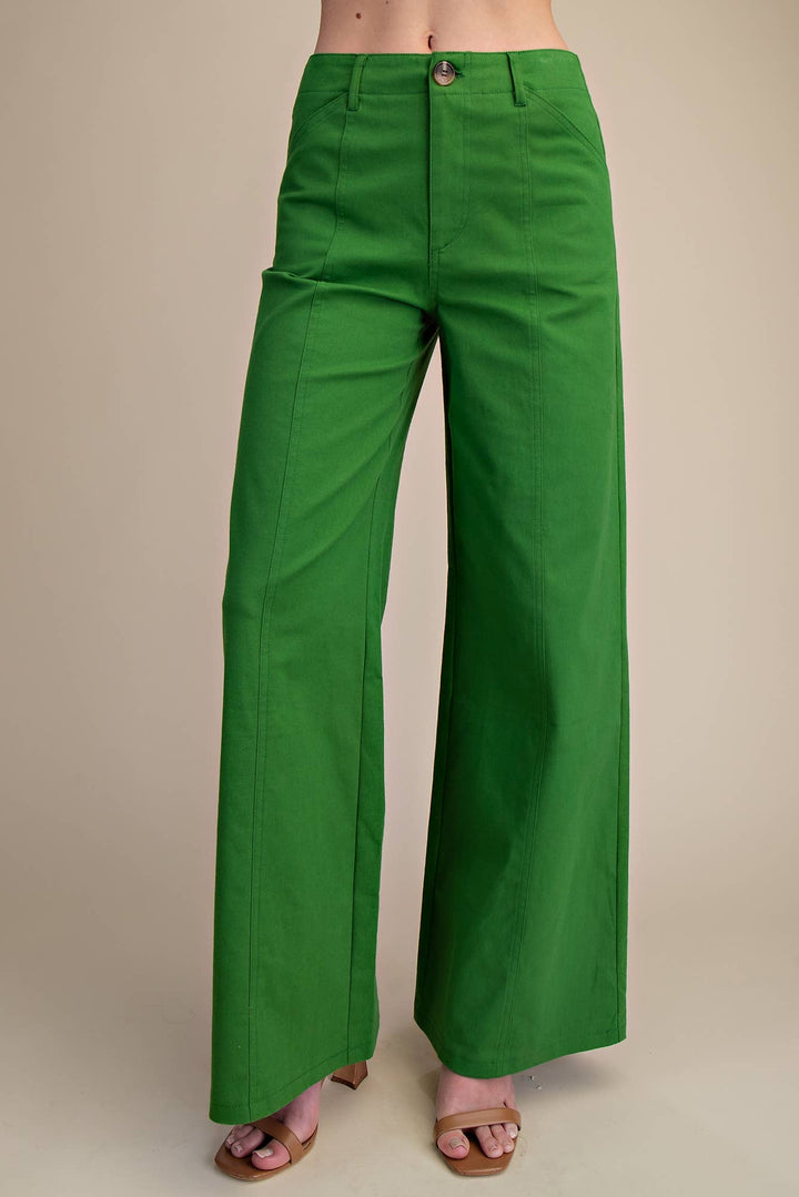 Helena High Rise Wide Leg Pants- Green