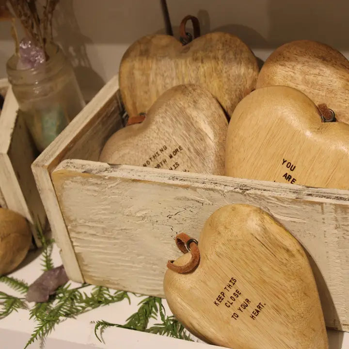 Small Engraved Wood Hearts
