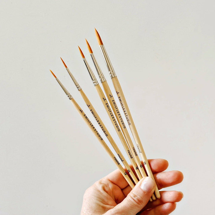 Emily Lex Studios: Watercolor set of five wood brushes