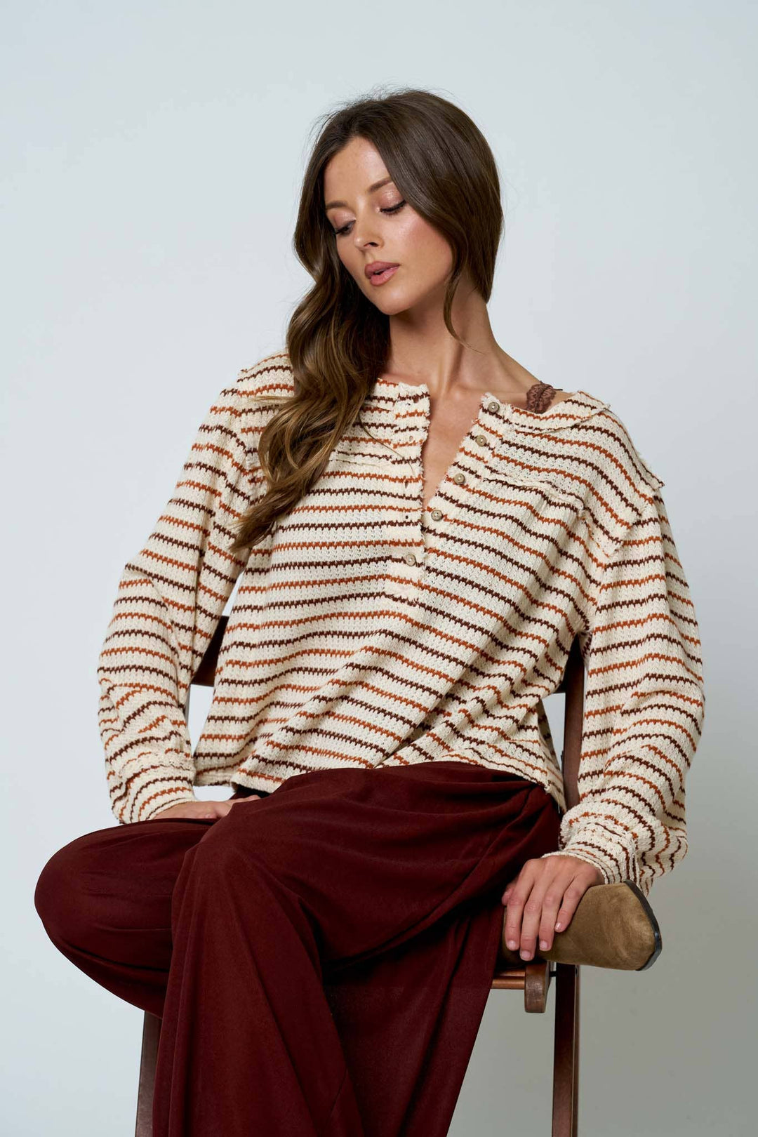 Diana MULTICOLOR STRIPE LONG SLEEVE KNIT TOP