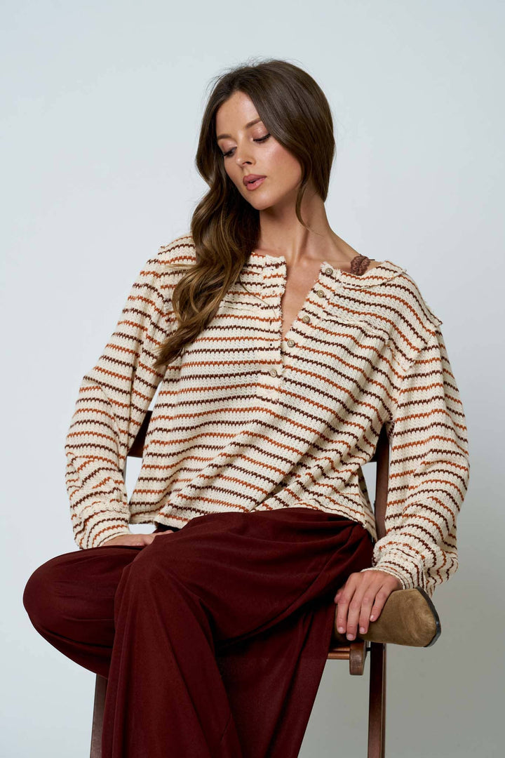 Diana MULTICOLOR STRIPE LONG SLEEVE KNIT TOP
