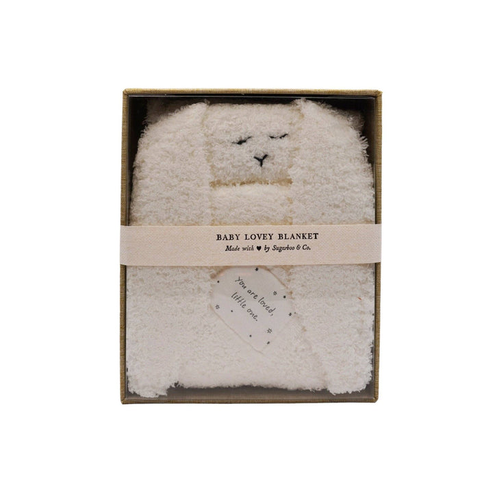 "You are loved, little one." Bunny Baby Lovey Blanket: Oatmeal