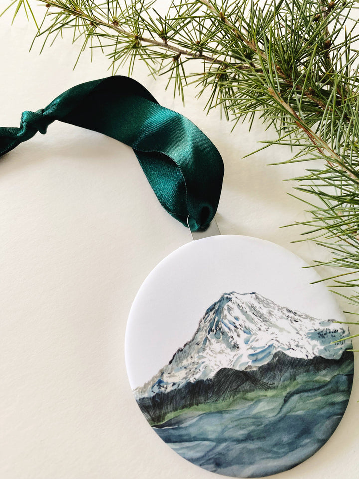 TAHOMA Mount Rainier Watercolor - Ornament 2024 - Pine & Moss