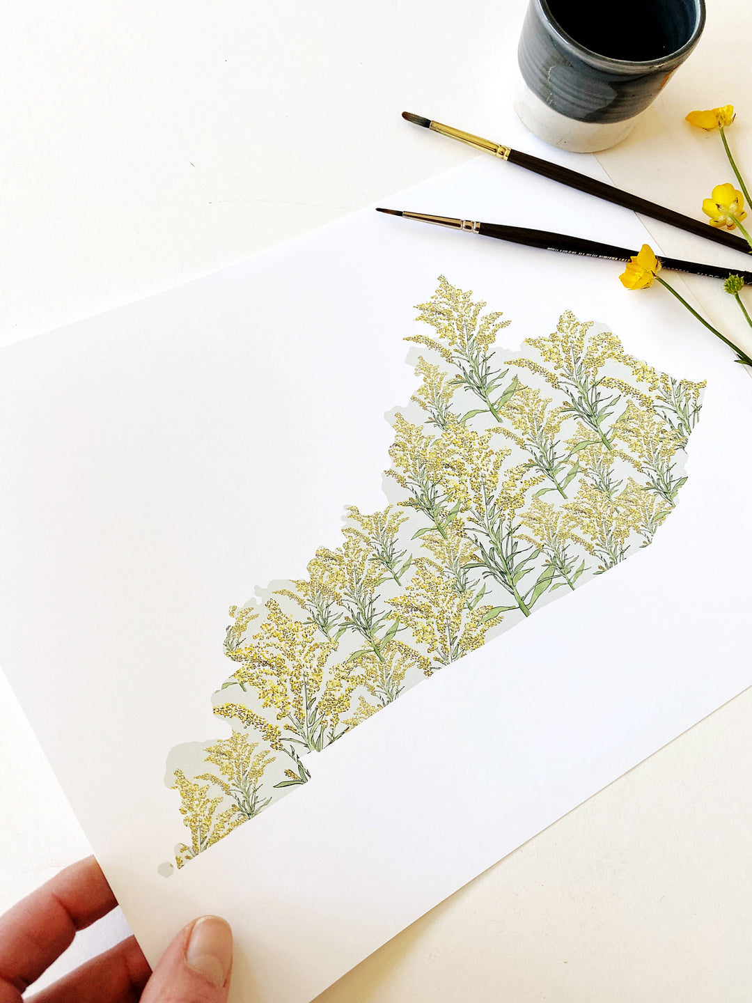 Kentucky State Flower Map - ART PRINT : Watercolor / 8" x 10"