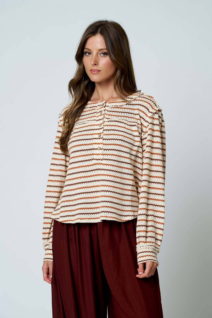 Diana MULTICOLOR STRIPE LONG SLEEVE KNIT TOP