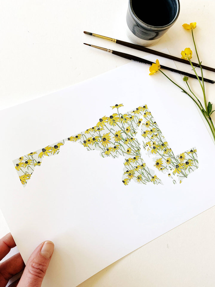 Maryland State Flower Map - ART PRINT