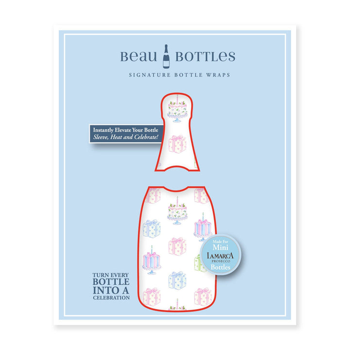 Beau Bottles Pastel Birthday Cakes &amp; Presents - MINI Prosecco Collection - Six Pack