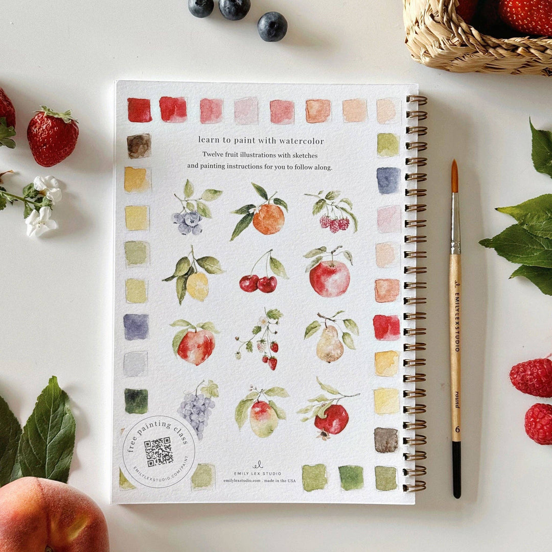 Emily Lex Studios: Fruit watercolor workbook - Pine &amp; Moss