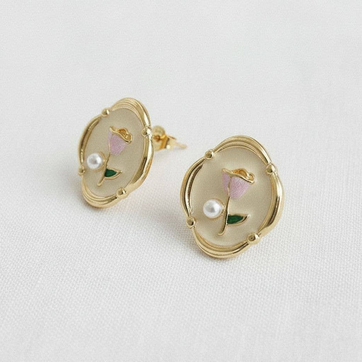 Cherish- Artistic Floral Oil Painting Drop Earrings