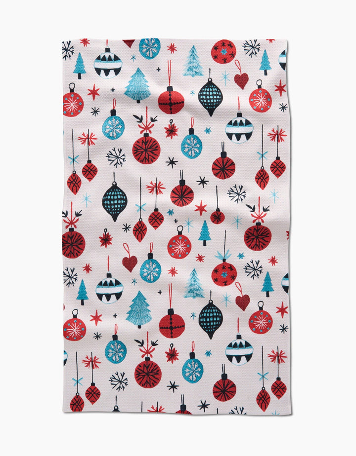 Geometry Embroidered Ornaments Tea Towel